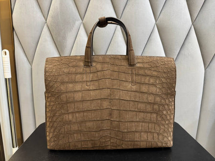 Load image into Gallery viewer, Tortora Imperiale Crocodile Leather Briefcase
