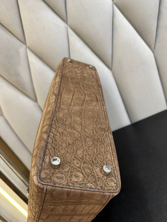 Load image into Gallery viewer, Tortora Imperiale Crocodile Leather Briefcase
