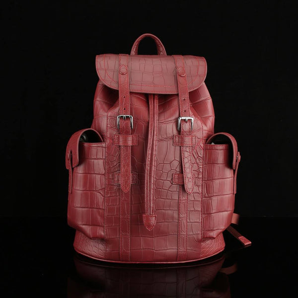 Rubino Imperiale Croco Leather Executive Backpack