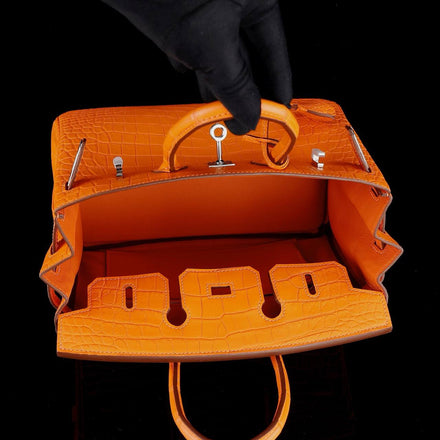 Load image into Gallery viewer, Arancio Ducale Croco Leather Executive Tote
