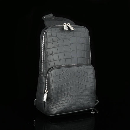 Load image into Gallery viewer, Nero Assoluto Croco Leather Sling Bag
