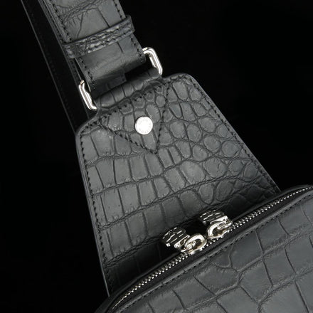 Load image into Gallery viewer, Nero Assoluto Croco Leather Sling Bag
