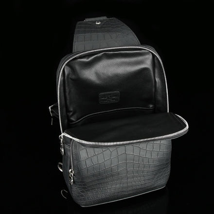 Load image into Gallery viewer, Nero Assoluto Croco Leather Sling Bag
