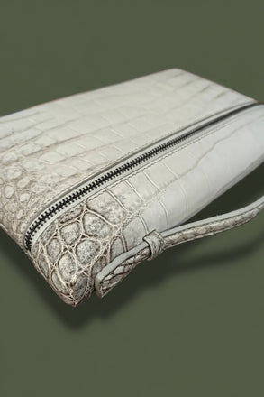 Load image into Gallery viewer, Himalayan Pearl Nile Crocodile Leather Clutch
