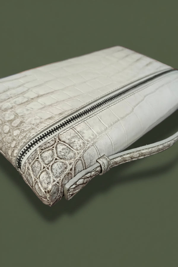 Himalayan Pearl Nile Crocodile Leather Clutch