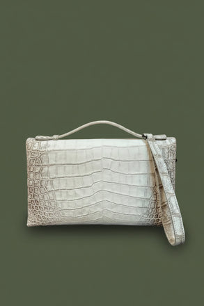 Load image into Gallery viewer, Himalayan Pearl Nile Crocodile Leather Clutch
