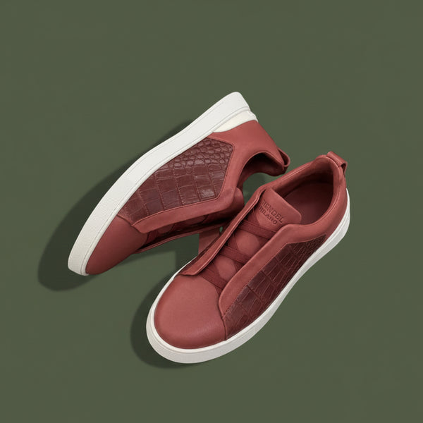 Rosso Milano Nile Crocodile Leather Sneakers