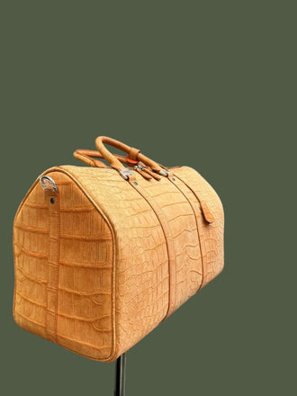 Load image into Gallery viewer, Handcrafted Crocodile Leather Travel Bag
