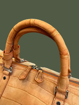 Load image into Gallery viewer, Handcrafted Crocodile Leather Travel Bag
